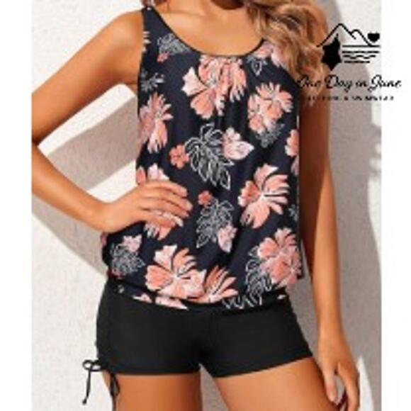 Yonique Plus Size Blouson Tankini Swimsuit Size XXL - Picture 1 of 5